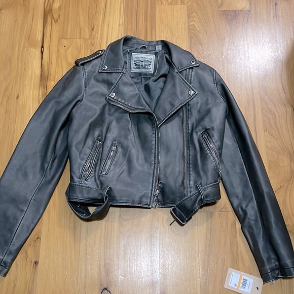 Levis Motorcycle Jacket in Dark Grey faux leather - Picture 1 of 4